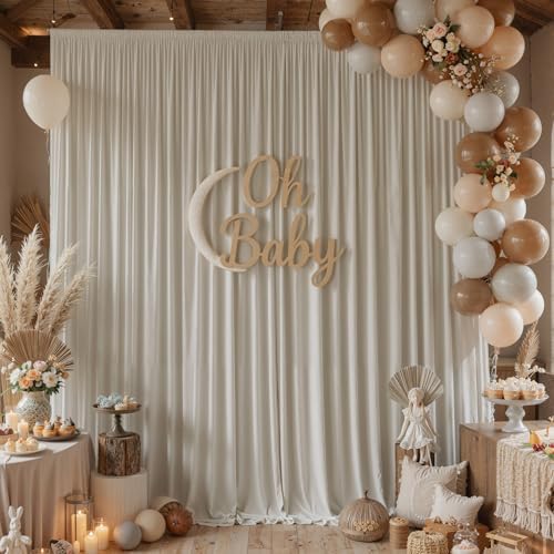 20x10ft Wrinkle Free Beige Backdrop Curtains for Parties, 4 Panels 5x10ft Silky Polyester Photo Backdrop Drapes Back Drop Cloth Drapery for Wedding Birthday Photography Background - Image 7