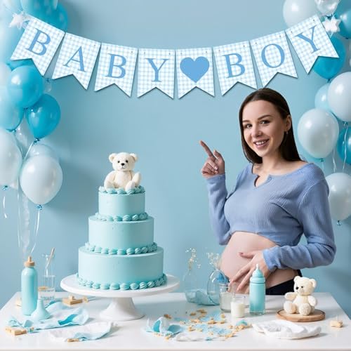 Hahafelt Baby Boy Banner for Baby Shower Decorations, Blue - Image 6