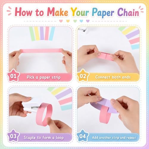 360 Pcs Birthday Party Decorations, 300 Sheets Paper Chain Strips 492ft Crepe Paper Streamers, Star Circle Foil Fringe Garland, Burlap Triangle Banners, Balloons, Honeycomb Balls, Banner - Image 4