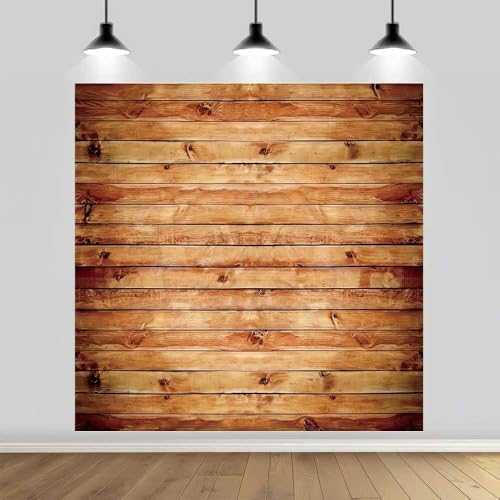 6x6FT Polyester Wood Wall Photography Backdrop Rustic Natural Wooden Board Photo Background Banner Birthday Party Wedding Baby Shower Cake Table Decor Studio Booth Prop Supplies by Unknown