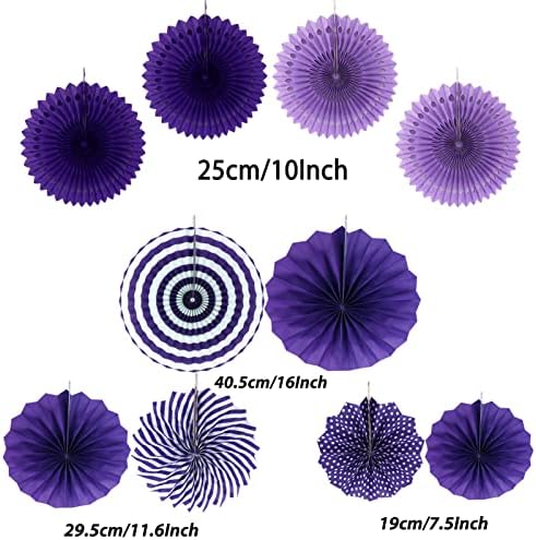 ZERODECO Party Decorations, 41 Pcs Purple Papar Fans Pompoms Garlands String Tissue Paper Tassel for Fiesta Home Bridal Baby Shower Wedding Boy Girl Birthday Party - Image 4