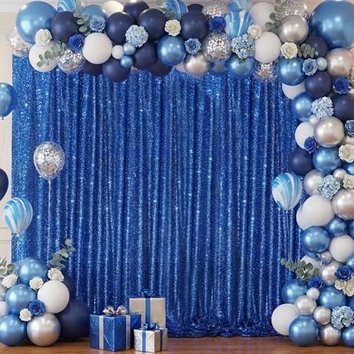 Royal Blue Sequin Backdrop Curtain Panels for Parties Sparkly Photo Drapes - Image 2