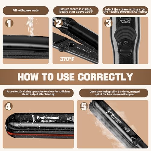 DORISILK 2.0 Upgraded Steam Straighteners for Hair, Professional Salon Ceramic Tourmaline Vapor Steam Flat Iron Hair Straightener and Curler 2 in 1 Straightening Curling Iron, Dual Voltage LED Temp - Image 6