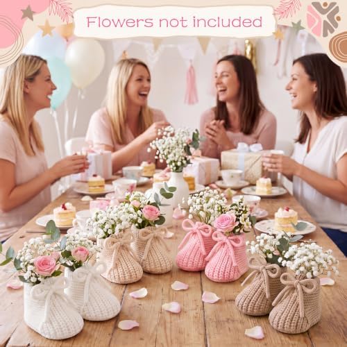 Tranqun 4 Sets Baby Booties Centerpiece No Floral DIY,Low Top,Pink - Image 6