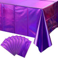 FunnyPars 8 Pack Iridescent Purple Plastic Tablecloths, Shiny Disposable Laser Rectangle Table Covers, Foil Tablecloth Iridescent Party Decorations for Kpop Birthday Bridal Wedding Decor, 54x108 Inch by EnjoyYourFunnyParties
