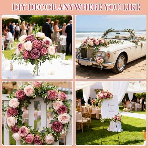 Geosar 24 Bundles Artificial Peonies Flowers,Dusty Pink, Dusty Rose - Image 5