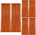 2×8FT-6PCS Orange Sequin Backdrop Curtains Panels, Photography Backdrop Glitter Curtains Fabric Background for Christmas Wedding Party Decor by Pufogu