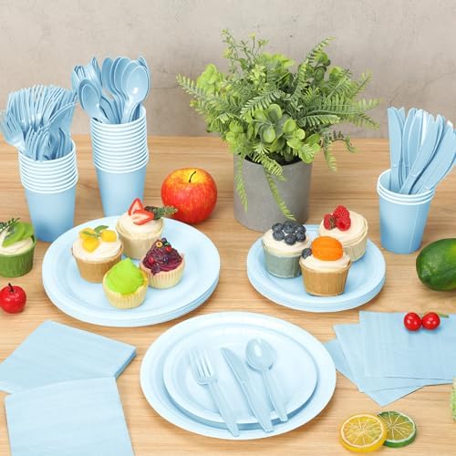 Dandat 350 Pcs Bridal Shower Decorations Baby Shower Party Supplies, Blue - Image 5