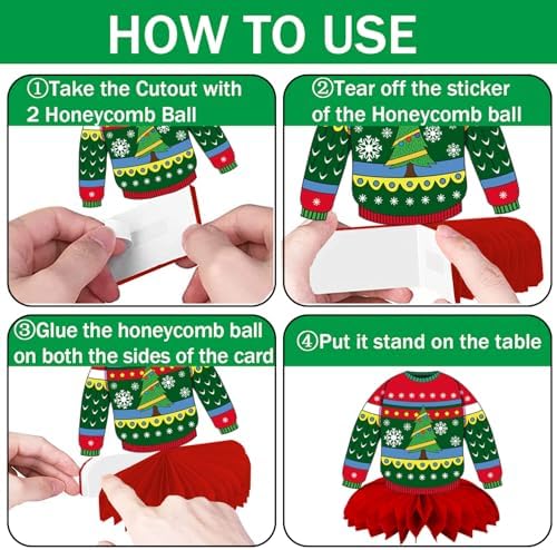 Christmas Ugly Sweater Party Decorations Honeycomb Centerpiece - Image 7
