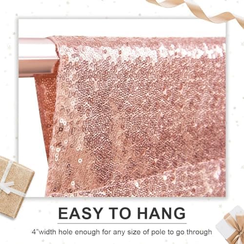 PartyDelight Rose Gold Sequin Backdrop Curtains 2x8ft 2 Panels - Image 3
