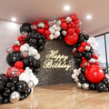 Red Black and White Balloon Arch Kit, ADOINBY 140Pcs Red and Black White Silver Garland kit, 18 12 10 5 Inch Different Size Balloons for Birthday Party Anniversary Racing Car New Year Prom Decorations by ADOINBY