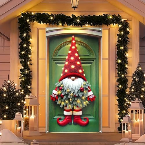 BlissYard Christmas Door Cover Gnome 35x71 Inch Polyester - Image 2