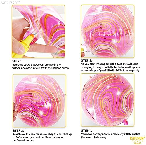 KatchOn Big 22 Inch Pink Marble Balloons - Pack of 6, Birthday Decorations - Image 6