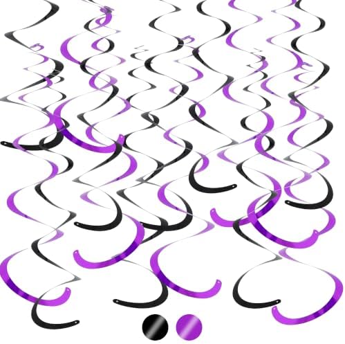 BEISHIDA 30Pcs Black Purple Hanging Swirls for Birthday Halloween Supplies by Beishida