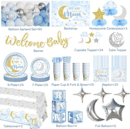 Over The Moon Baby Shower Decorations, All-in-One Set for 25 Guests - Image 2