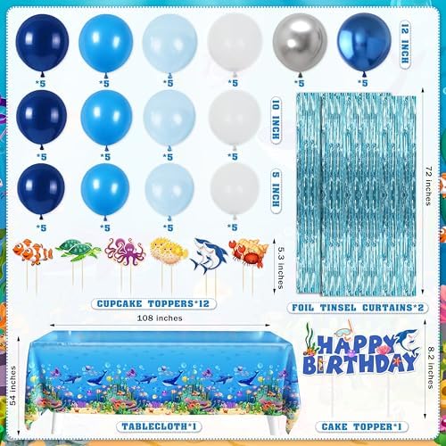 WHYMEO Under the Sea Party Decorations, 98 Pcs Ocean Theme Birthday Set - Image 3