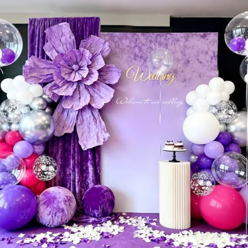 MEBAY Hot Pink Purple Silver Baloon Garland Arch Kit, 146Pcs Latex Balloons Different Sizes 18 12 10 5 inch for Women Girls Birthday Baby Shower Wedding Party Decorations - Image 7