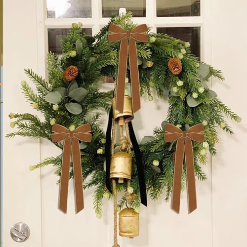 12Pcs Vintage Velvet Ribbon Bows Christmas Tree Decorations,5in x 10in Brown Xmas Ornaments for Tree Home Party Front Door Wreath Holiday Decor - Image 6