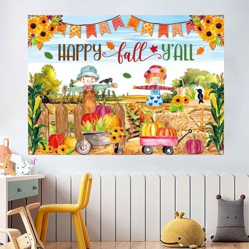 Happy Fall Thanksgiving Backdrop Banner Pumpkin Patch Photography Background for Kids Fall Festival Party Decorations Photo Booth Backdrop Wall Decor Indoor Outdoor 5x3 ft - Image 4