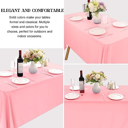 4 Pack Rectangle Tablecloth for 6 Foot Tables Washable Polyester Table Cover for Wedding Dining Table Parties Banquet（70x120 Pink） - Image 3