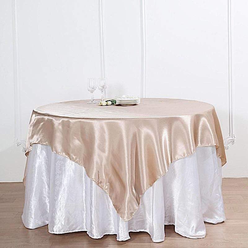 Balsa Circle 10 pcs 72x72 inch Beige Square Tablecloth Satin Fabric Overlays Linens | Table Cloths Cover for Wedding Party Banquet Reception Events Decoration Kitchen Dining Events Kitchen Dining - Image 2