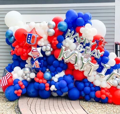 Voircoloria 66pcs Red White Blue Latex Party Balloons, 12inch - Image 6