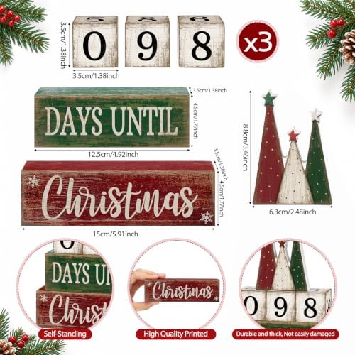 Moucuny 6 Pcs Christmas Countdown Decorations, Christmas Table Decor Home - Image 2