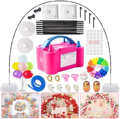 Balloon Arch Kit and Balloon Pump, 9Ft Tall & 10Ft Wide Adjustable Balloon Arch Stand with Water Base, Electric Pump, Balloons and Accessories for Wedding Birthday Party Decoration by YehTrum