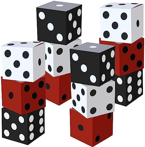 Ctosree 12 Pcs Large Casino Dice Box Casino Party Decor, Black, White, Red by Ctosree