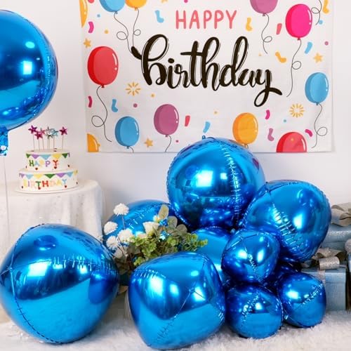 12PCS Dark Blue Round Foil Balloons 22" 15" 10" Metallic Blue Balloons - Image 3