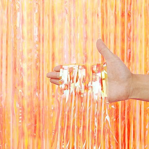 3 Pack Fringe Curtains Party Decorations,Tinsel Backdrop Curtains for Parties,Photo Booth Wedding Graduations Birthday Christmas Event Party Supplies (Transparent Orange) by BEAYFILY