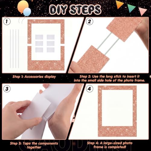 Beeveer 32 x 24 in Large Photo Booth Selfie Frame Props, Rose Gold Vertical - Image 2