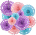 ZOOYOO Hanging Paper Fans Party Decorations,12 Pcs Pink Purple Blue Honeycomb Round Fans,Ceiling Decor for Birthday,Wedding,Girls Day,Theme Party Backdrop by ZOOYOO