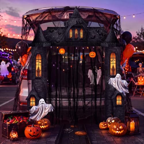 VitalCozy 7 Pcs Halloween Party Decorations Haunted House Castle Backdrop - Image 5