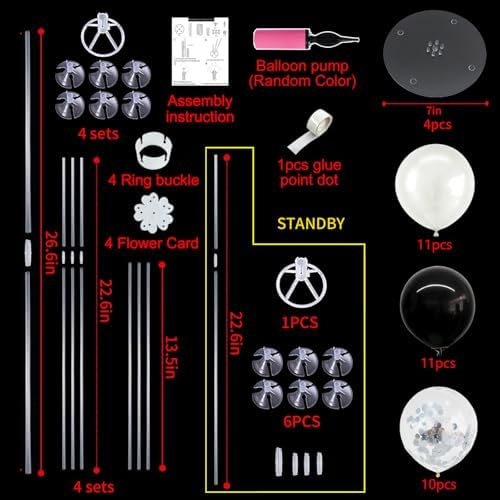 TONIFUL 4 Set Black and White Balloon Stand Balloon Centerpiece for Table - Image 2