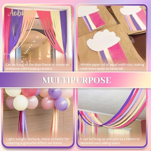 AOBKIAT Purple Hot Pink Yellow Streamers Party Decorations,5 Rolls - Image 5