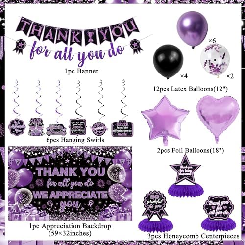 Vlipoeasn Purple We Appreciate You Banner Decorations - Image 2