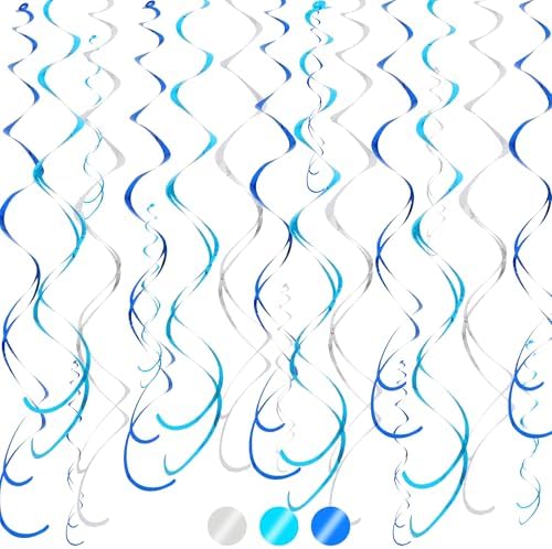 BEISHIDA 30Pcs Blue Silver Hanging Swirls Birthday Winter Party Supplies by Beishida
