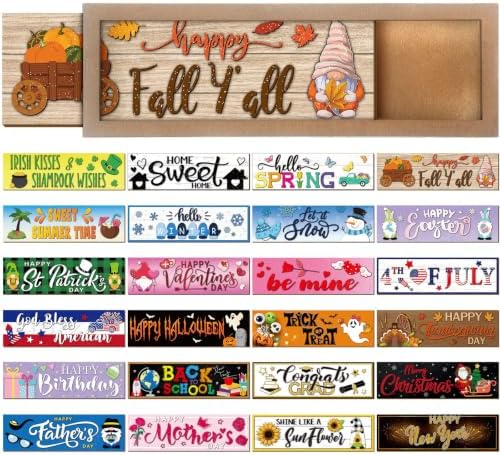 Barydat 25 Pcs Fall Decorations for Home Interchangeable Seasonal Wood Sign by home