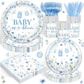 120PCS Boy Baby Shower Party Supplies Baby in Bloom Party Decorations Spring Wild Flower Pregnancy Announcement Tableware Set Dessert Plates Napkins Cups Set for 20 Guests by REJOICEBUNNY