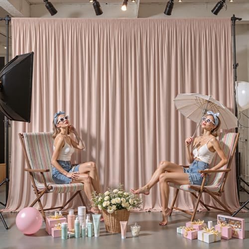 8x10FT Nude Backdrop Curtains for Wedding Parties, Wrinkle Free Polyester Photography Backdrop Drapes for Wedding Baby Shower Birthday Parties Stage Background Stand Decorations 4x10ft,2 Panels - Image 5