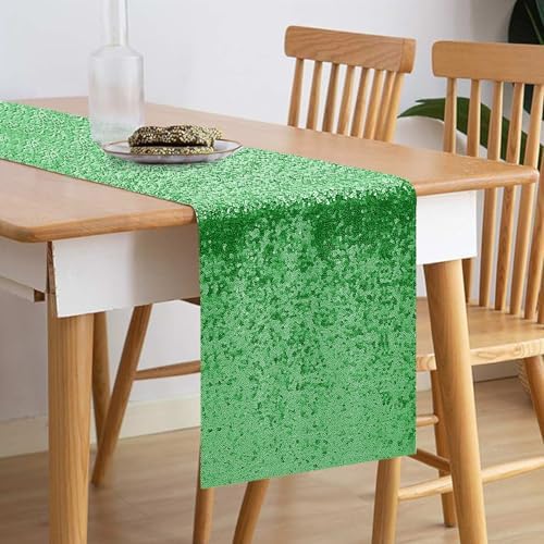 10 Packs 12 x 72 inches Grass Green Sequin Table Runner - Image 2
