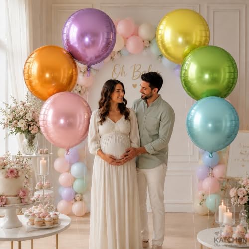 KatchOn Multicolor Foil Pastel Balloons – 22 Inch, Pack of 6 - Image 4