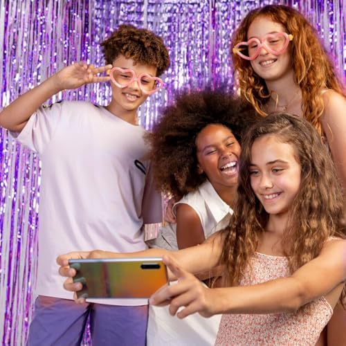 5 Pack Foil Curtain Backdrop Purple Metallic Tinsel Foil Fringe Curtains Photo Booth Props for Birthday Wedding Engagement Baby Shower Bachelorette Christmas Holiday Celebration Party Decorations - Image 5