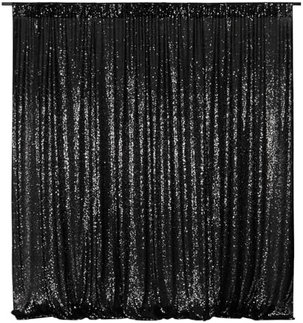 Poise3EHome Black Sequin Backdrop,8FT x 10FT Sequin Photography Backdrop Curtain for Party Decoration by Poise3EHome