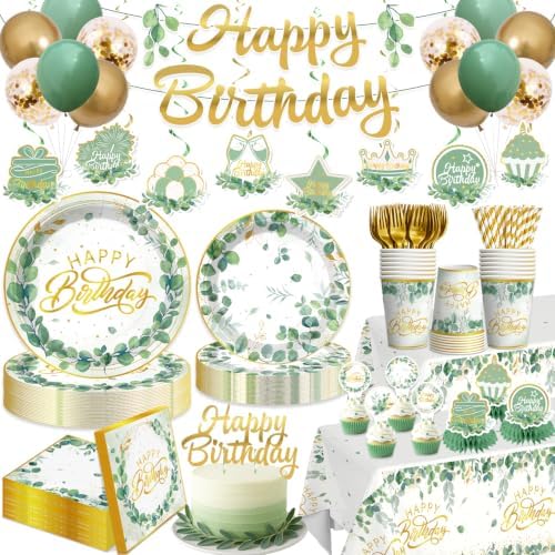 Sage Green Birthday Decorations for Women Girls floral Decorations Party by Yingoto