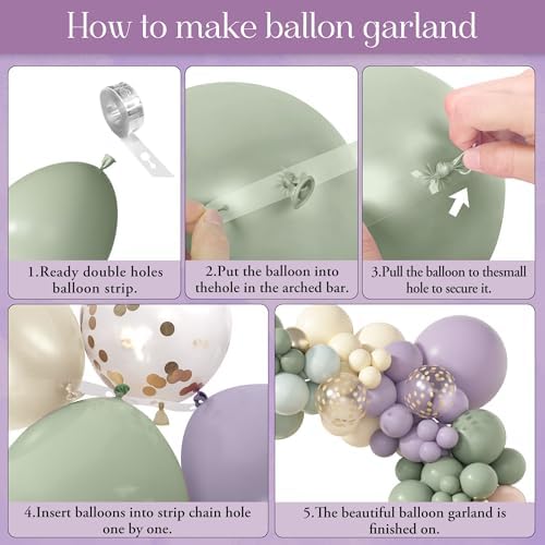 Amandir 173Pcs Dusty Green Purple Pink Balloon Arch Garland Kit - Image 4