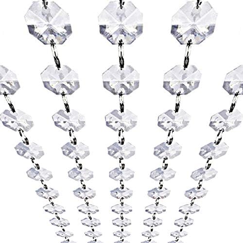 Crystal Acrylic Gems Bead Garland Strands, KinHom 16 Feet Hanging Clear 14mm Daimond Beads Chain Garlands for Manzanita Tree Centerpiece, Chandelier Bead Lamp Chain, Christmas/Wedding Party Decoration by KinHom
