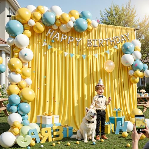 10x10ft Yellow Backdrop Curtain Panels for Parties - Wrinkle Free Polyester Photo Curtain Backdrop Wedding Back Drop Fabric Drapes for Party Decorations Background for Photography - Image 4