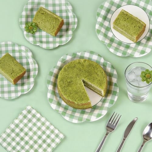 60Pcs Green Gingham Paper Plates and Napkins Party Supplies for 20 Guests - Image 7